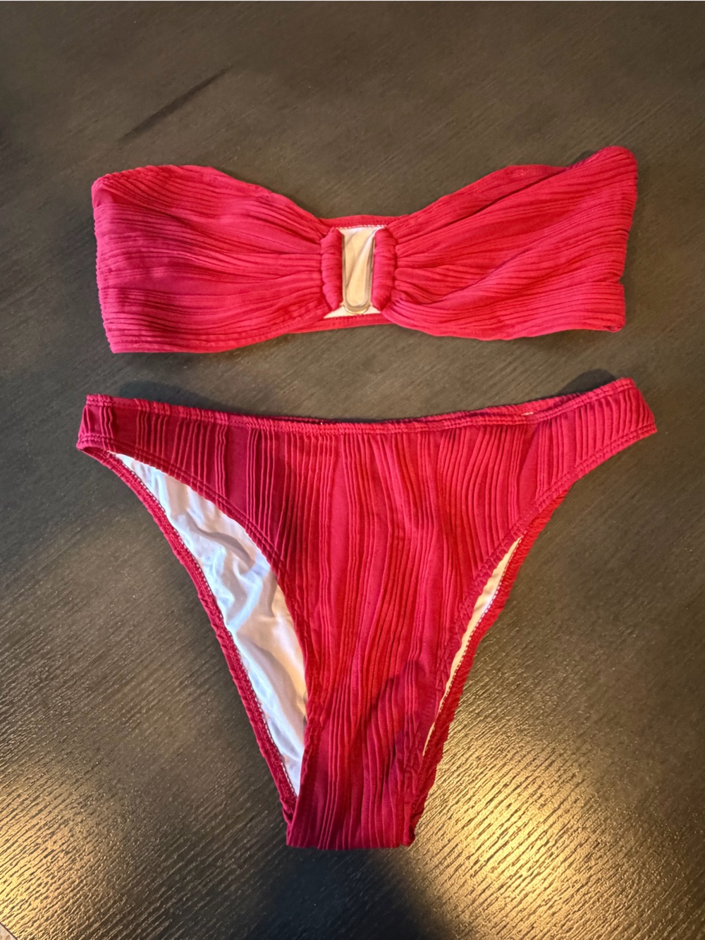 Red Ribbed women’s two piece bikini